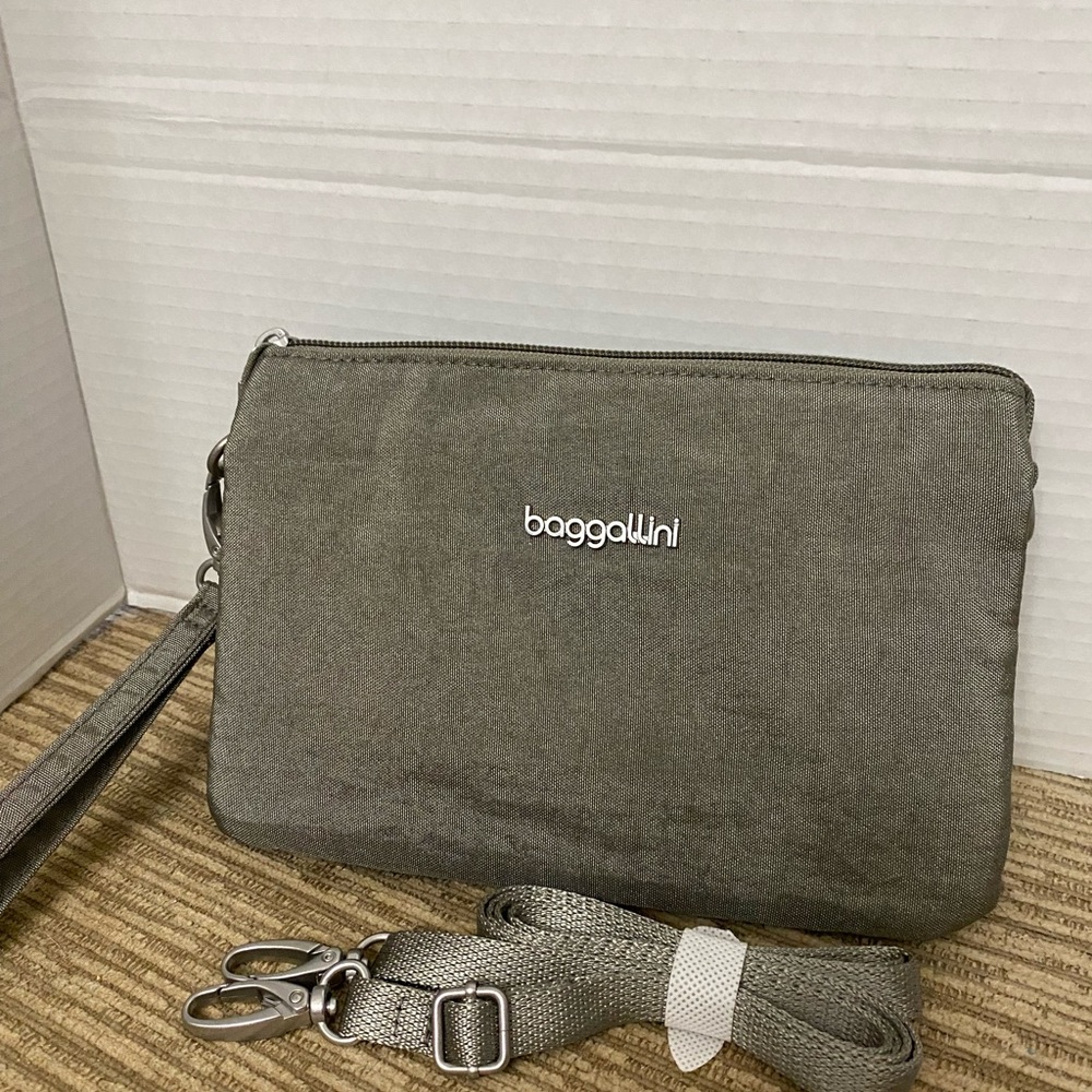 Baggallini The Only Mini Bag Gray and Wristlet Crossbody Multiple Compartments